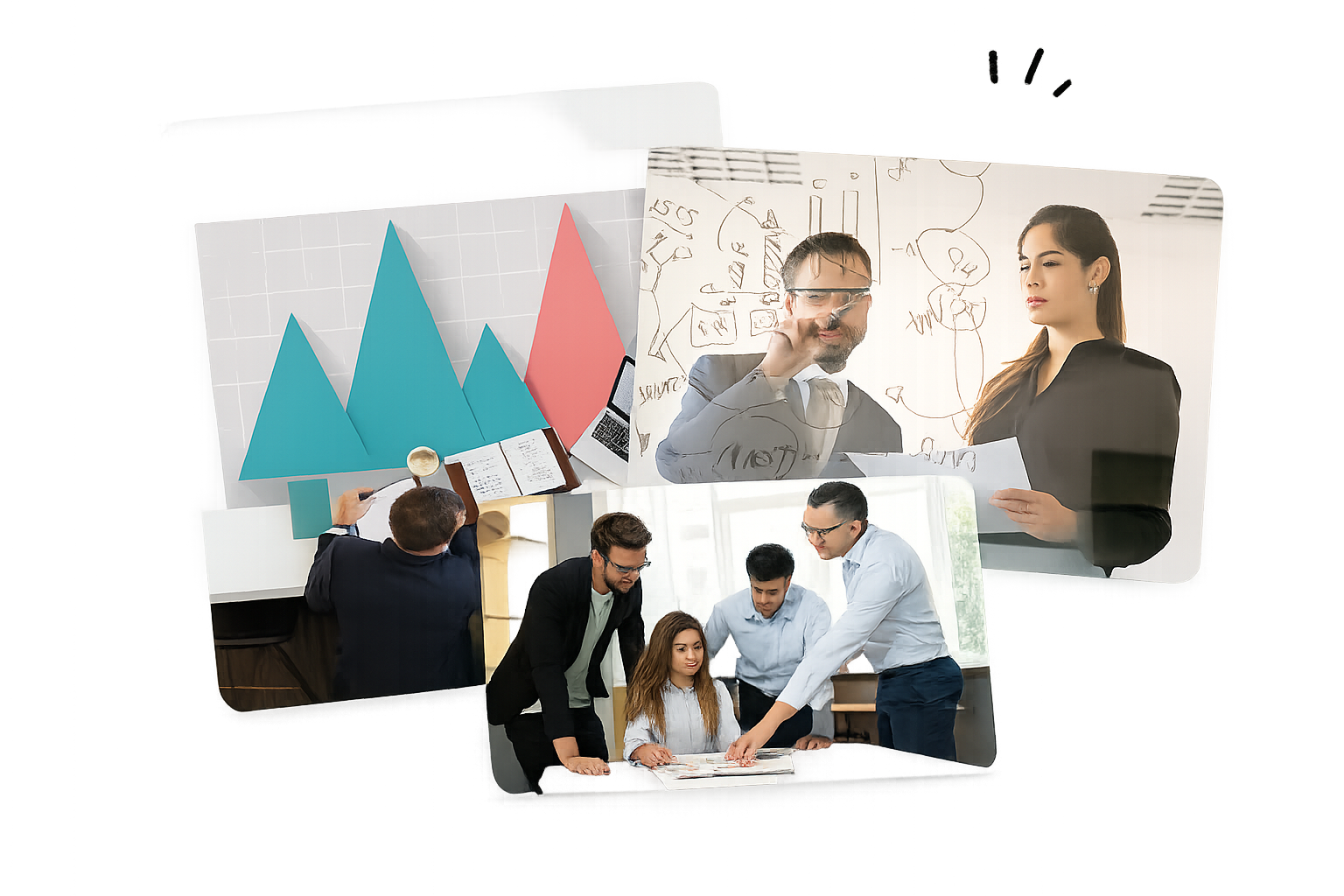 Team members collaborating on a project